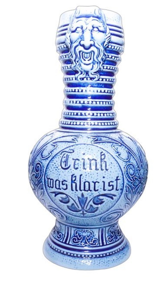 Image 1 of Antiek blauw en wit aardewerk kruik en mokken set