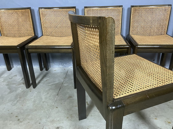 Image 1 of 6x Houten stoelen webbing zitting en rug