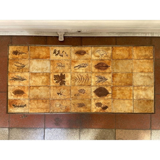 Image 1 of Vintage steengoed en metalen salontafel van Roger Capron, 1960