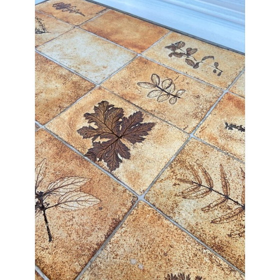 Image 1 of Vintage steengoed en metalen salontafel van Roger Capron, 1960