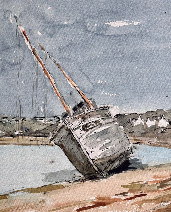 Image 1 of 4 Prachtige aquarellen " Kust " Frans landschap, Schilderijen