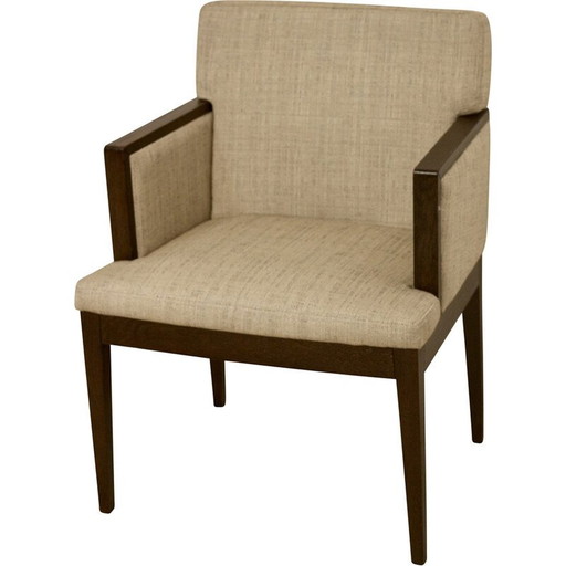 Vintage kubus fauteuil in gevlekte stof en hout, 1960