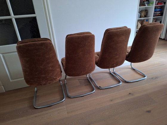 Image 1 of Vier Seventees Stoelen Teddy Bruine originele bekleding