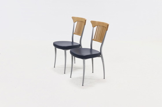 Image 1 of 2 x Postmoderne Fasem Italië Eetkamerstoelen 1990