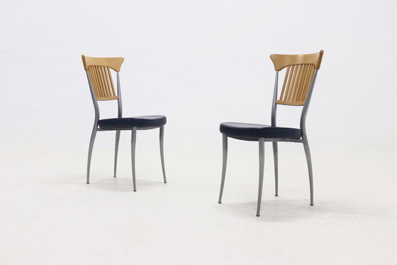 Image 1 of 2 x Postmoderne Fasem Italië Eetkamerstoelen 1990