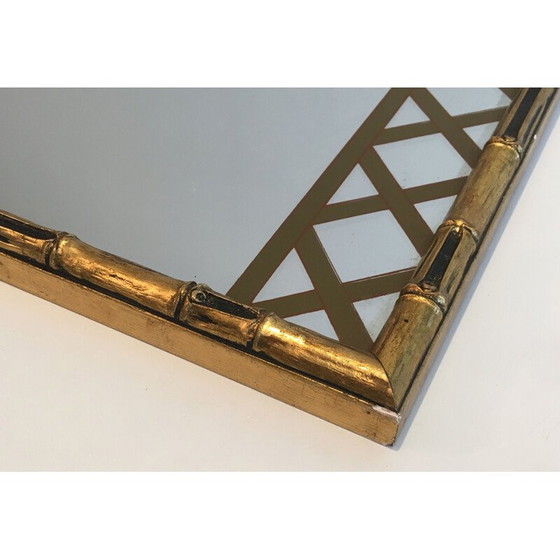 Image 1 of Decoratieve vintage spiegel in verguld hout en bedrukt bloemmotief, 1970