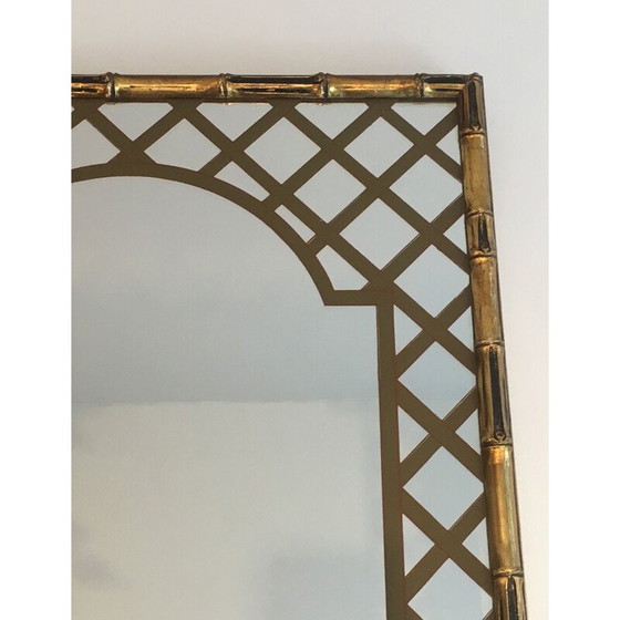 Image 1 of Decoratieve vintage spiegel in verguld hout en bedrukt bloemmotief, 1970