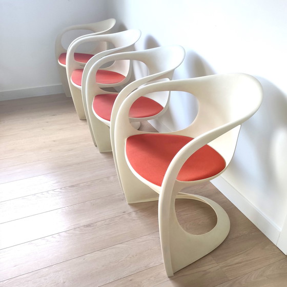 Image 1 of 4X Vintage Space Age 'Casalino' Eetkamerstoelen Door Alexander Begge Voor Casala