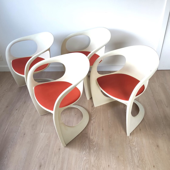 Image 1 of 4X Vintage Space Age 'Casalino' Eetkamerstoelen Door Alexander Begge Voor Casala