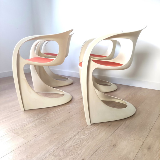 Image 1 of 4X Vintage Space Age 'Casalino' Eetkamerstoelen Door Alexander Begge Voor Casala