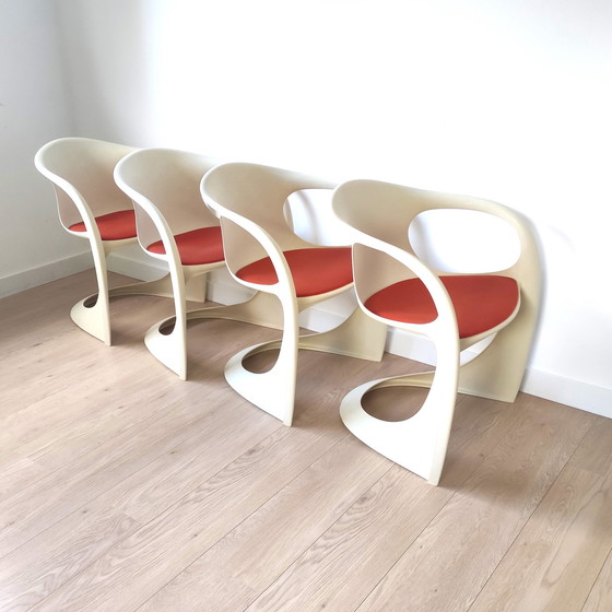 Image 1 of 4X Vintage Space Age 'Casalino' Eetkamerstoelen Door Alexander Begge Voor Casala