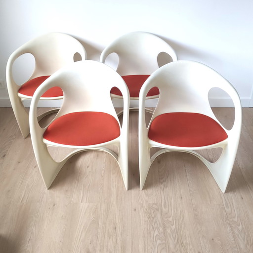 4X Vintage Space Age 'Casalino' Eetkamerstoelen Door Alexander Begge Voor Casala