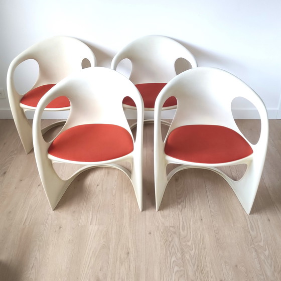 Image 1 of 4X Vintage Space Age 'Casalino' Eetkamerstoelen Door Alexander Begge Voor Casala