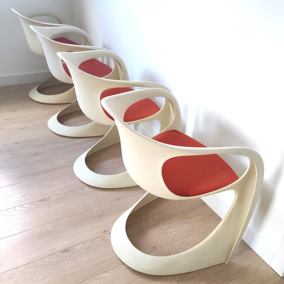 Image 1 of 4X Vintage Space Age 'Casalino' Eetkamerstoelen Door Alexander Begge Voor Casala