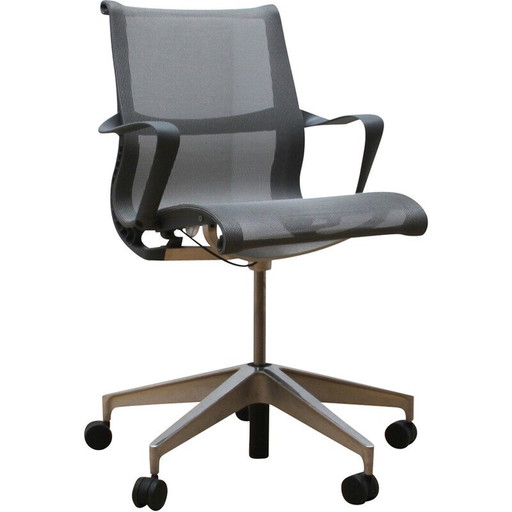 Vintage Setu bureaustoelen in metaal en grijs gaas van Herman Miller