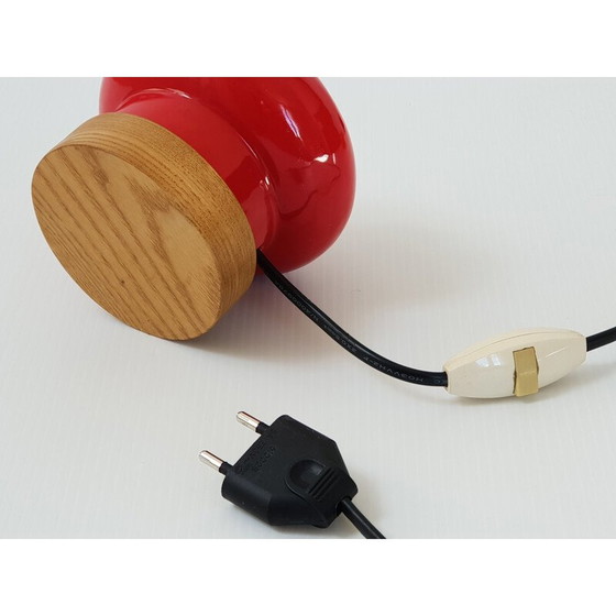 Image 1 of Vintage keramiek en grenen lamp van Porzellan, Duitsland 1960