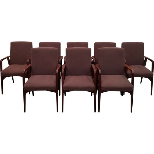 Set van 8 vintage teakhouten fauteuils, Denemarken