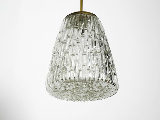 Zeldzame en zware Mid Century glazen hanglamp van Rupert Nikoll Wenen