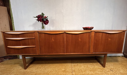 Mid Century Retro Vintage Teak Dressoir Van Stonehill 1960S Sledge Feet & Cocktail Flap