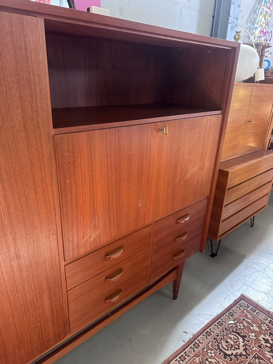 Image 1 of Vintage Teak Highboard Opbergkast Wandkast