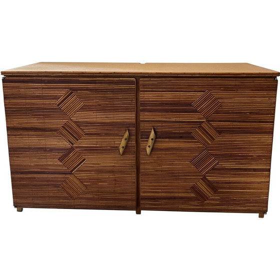 Image 1 of Vintage highboard in rotan inlegwerk