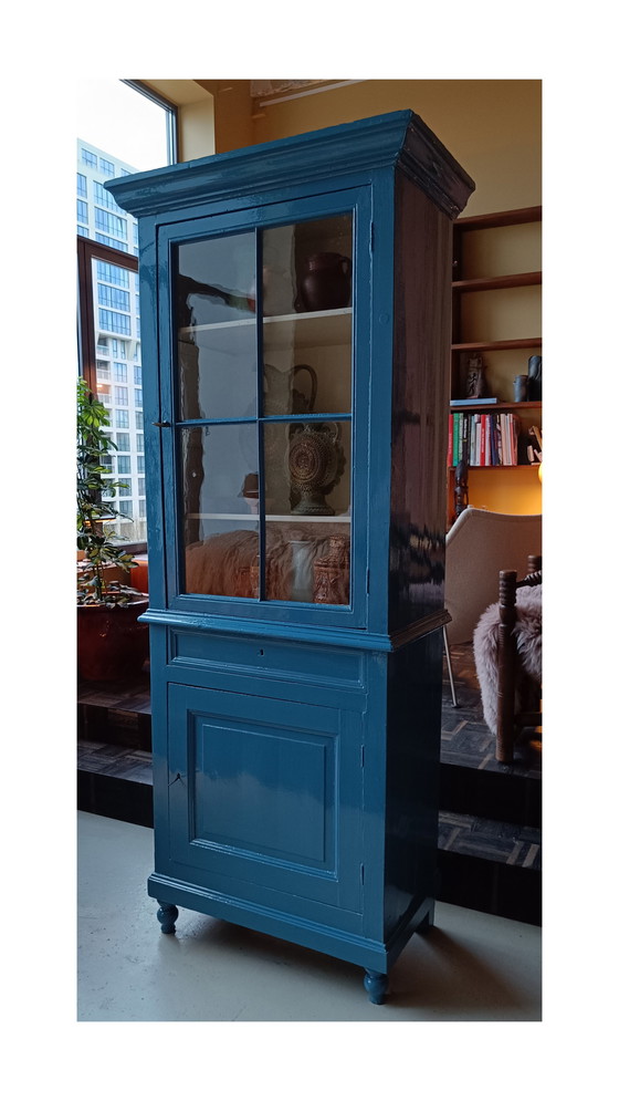 Image 1 of 19E Eeuwse Hollandse Vitrinekast In Hoogland Lak