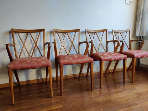 4x Midcentury Design Poly-Z Armstoelen Met Leuning