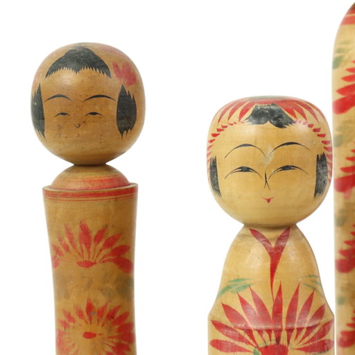 Houten Kokeshi Set Van 6 Showa