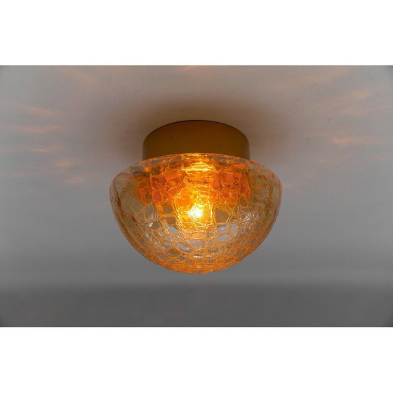 Image 1 of Paar vintage gouden en amberkleurige paddestoelvormige wandlampen, 1960