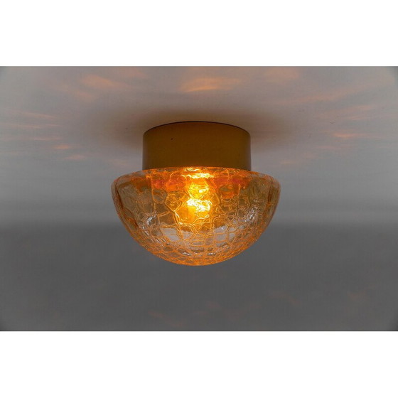 Image 1 of Paar vintage gouden en amberkleurige paddestoelvormige wandlampen, 1960