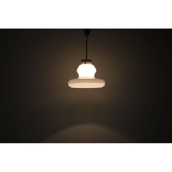 Image 1 of Vintage glazen en koperen hanglamp van Napako, Tsjecho-Slowakije 1960