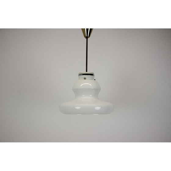 Image 1 of Vintage glazen en koperen hanglamp van Napako, Tsjecho-Slowakije 1960