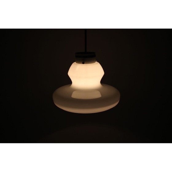 Image 1 of Vintage glazen en koperen hanglamp van Napako, Tsjecho-Slowakije 1960