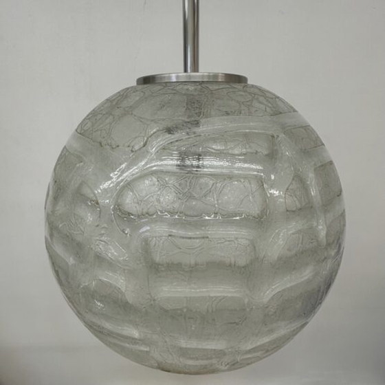 Image 1 of Mid century Doria leuchten glazen hanglamp , 1970's