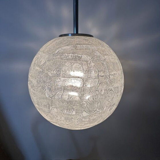 Image 1 of Mid century Doria leuchten glazen hanglamp , 1970's