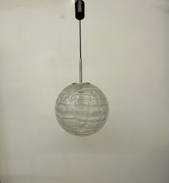 Image 1 of Mid century Doria leuchten glazen hanglamp , 1970's