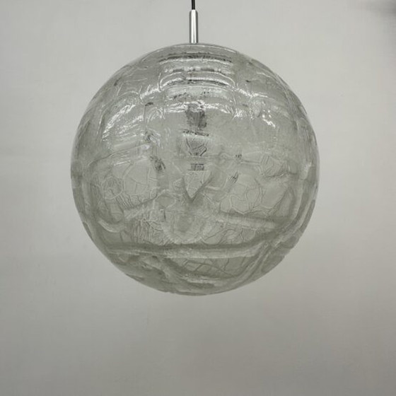 Image 1 of Mid century Doria leuchten glazen hanglamp , 1970's