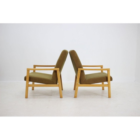 Image 1 of Paar vintage beukenhouten fauteuils, Tsjecho-Slowakije 1960