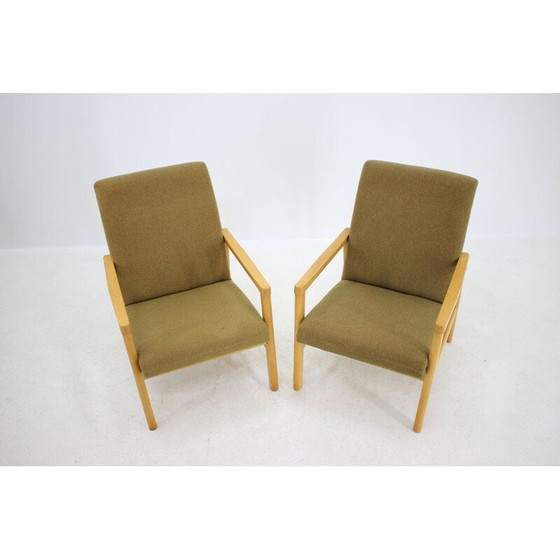 Image 1 of Paar vintage beukenhouten fauteuils, Tsjecho-Slowakije 1960