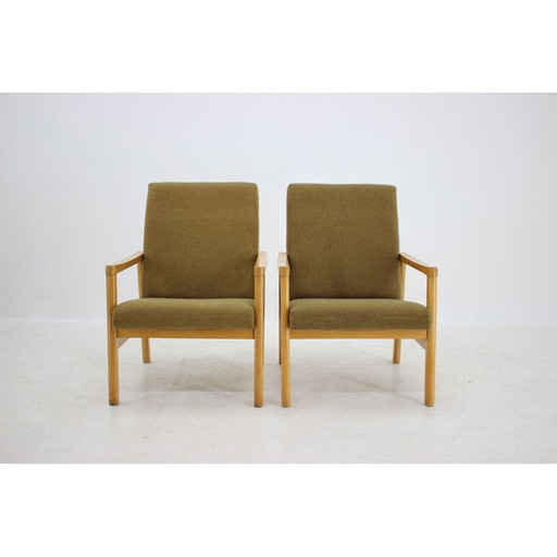 Paar vintage beukenhouten fauteuils, Tsjecho-Slowakije 1960