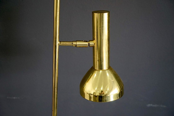 Image 1 of Duitse vintage vloerlamp in goud met grote kap & gouden details van Cosack, 1970