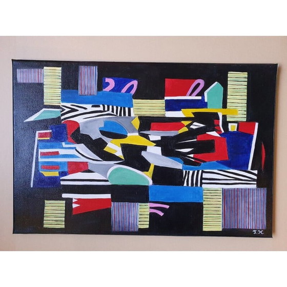 Image 1 of Vintage acrylschilderij door Jocelyne Hoffelt, 2020