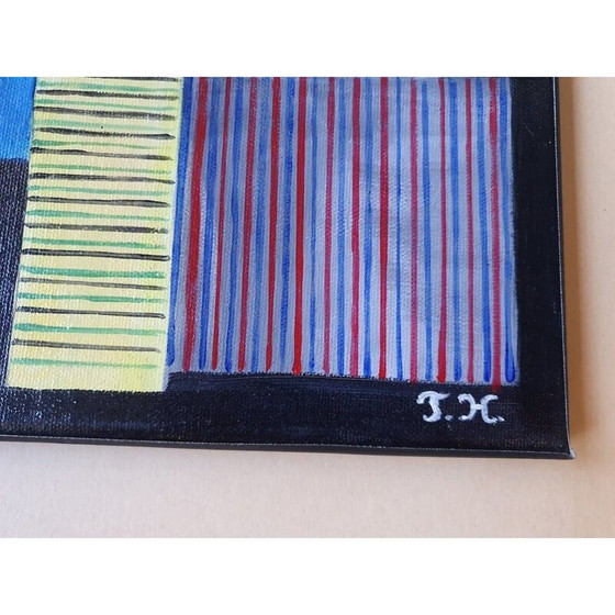 Image 1 of Vintage acrylschilderij door Jocelyne Hoffelt, 2020