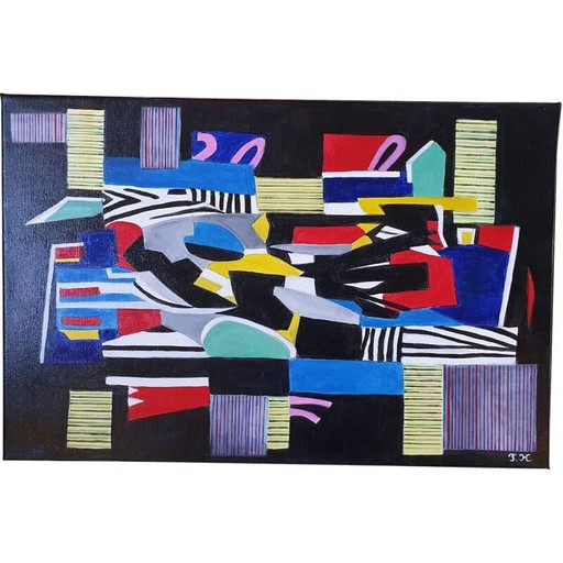 Vintage acrylschilderij door Jocelyne Hoffelt, 2020