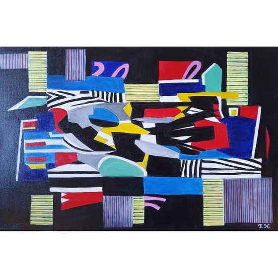 Image 1 of Vintage acrylschilderij door Jocelyne Hoffelt, 2020