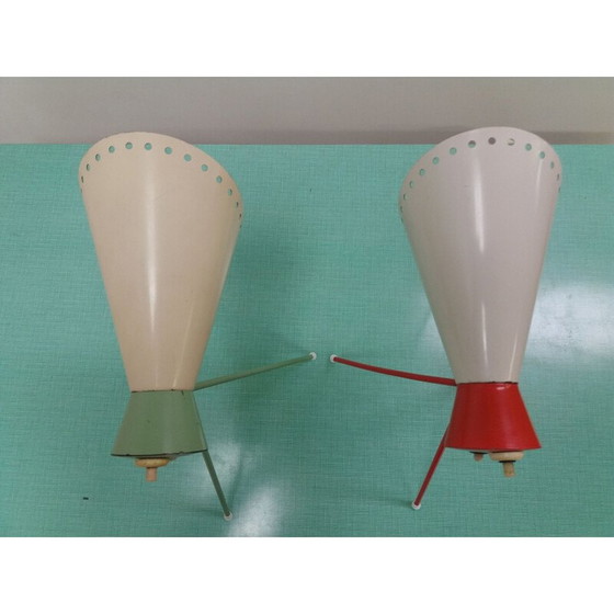 Image 1 of Vintage metalen tafellamp in glas, Tsjechoslowakije 1958