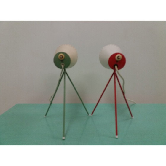 Image 1 of Vintage metalen tafellamp in glas, Tsjechoslowakije 1958