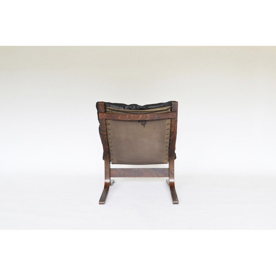 Image 1 of Vintage zwart lederen Siesta fauteuil van Ingmar Relling voor Westnofa, Noorwegen 1960