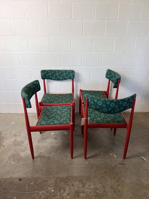 4x kleurrijke vintage stoelen