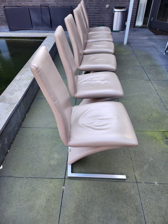 Image 1 of 6x Rolf Benz 7800 stoelen Taupe